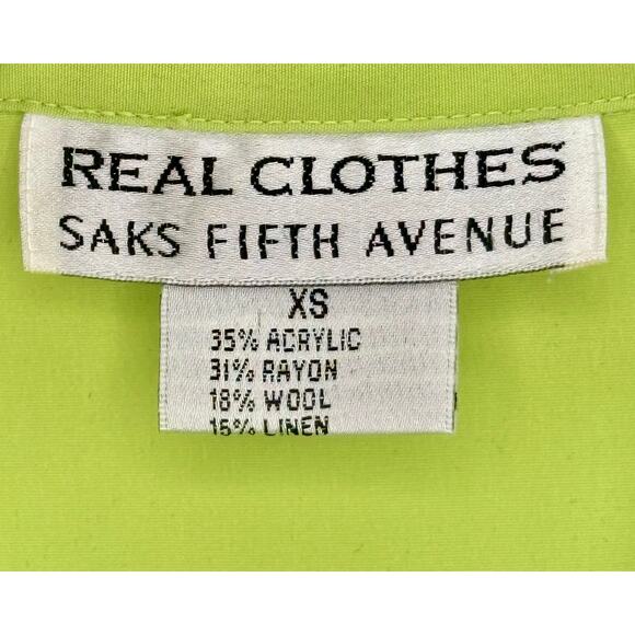 Real Clothes Saks Fifth Avenue Women Lime Green Button Down Shirt Size XS - Picture 3 of 3